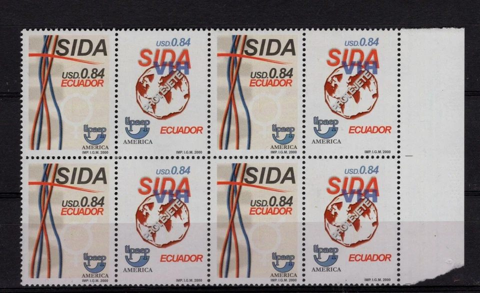 ECUADOR - AIDS, MI # 2546/7, BLOCK OF 4, MNH, VF - Image 1 of 1