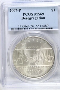 2007 P Desegregation- Little Rock HS -PCGS MS69 Modern Commem Silver Dollar - Picture 1 of 2