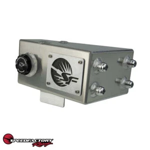 SpeedFactory Racing Angled Oil Catch Can with built in Coolant Overflow Tank - Picture 1 of 2