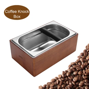 Cubo de residuos de café antideslizante con marco de madera para moler café molido desmontable - Imagen 1 de 12
