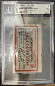 RARE 1979 BGS 4 Pele Flamengo Debut/Zico Gives Pele #10 Jersey Signed Ticket - Picture 1 of 3