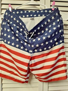 OLD NAVY BOYS SZ 8 PATRIOTIC USA STARS STRIPES SWIM TRUNKS BACK POCKET - Picture 1 of 5