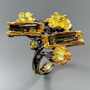 Ring Größe 7 natürlicher nicht verbesserter Turmalin 925 Sterling Silber - Bild 1 von 3