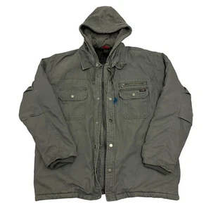 Dickies Duck Hemdjacke Stepp gefüttert grau Herren XL Baumwolle Kapuze Full Zip - Bild 1 von 13