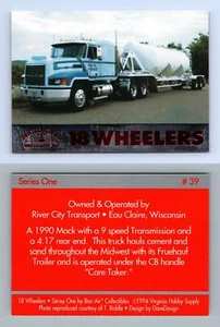 1990 Mack #39 - 18 Wheelers Series 1 Bon Air 1994 Trading Card - Picture 1 of 1