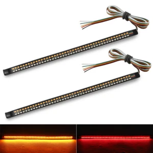 2X Motorcycle 90LED Strip Running Brake Turn Signal Flowing Tail Light Rear Stop - Picture 1 of 11