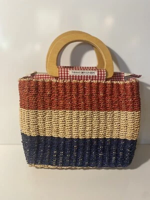 Bolso de Mano Tommy Hilfiger Vintage “Cesta de Picnic” Bolso de Mano Cartera Rojo Blanco Azul Foto 1 de 4