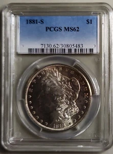 1881 S Morgan Silver Dollar PCGS MS62 Free Shipping - Picture 1 of 2