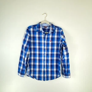 Wrangler Boys Youth 2XL 18 Blue Checkered Plaid Long Sleeve Button Down Shirt - Picture 1 of 10
