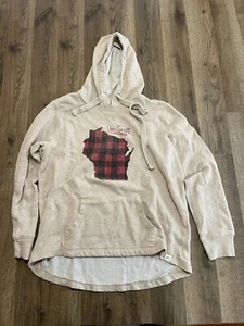 BLUE 84 Hoodie, Women's Size Large, Off White, Pullover Wisconsin Map - Picture 1 of 8