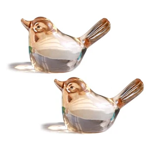 Juego de 2 Estatuillas de Pájaros de Vidrio Soplado Champagne Cristal Arte Pájaros Coleccionables F... - Imagen 1 de 7