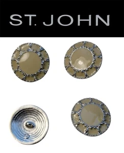 St John Knits 1.0 Inch Silver Tone Dark Vanilla Enamel Replacement Buttons - Picture 1 of 1