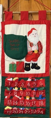 Christmas Advent Calendar Count Down Pockets Movable Toy Santa Fabric Bag Of Toy - Image 1 of 4