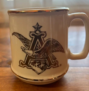 Anheuser Busch Coffee Mug Eagle Logo Gold Rim Cup Creme Color - Picture 1 of 6
