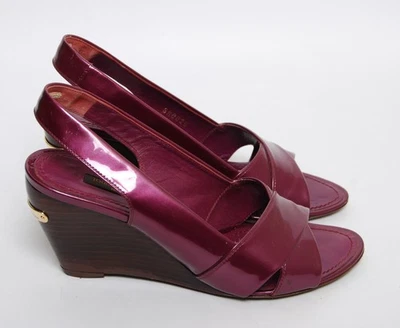 Louis Vuitton Women Pink Sandals Patent Leather Wedge Slingback Shoes Size EU 37 - Image 1 of 4