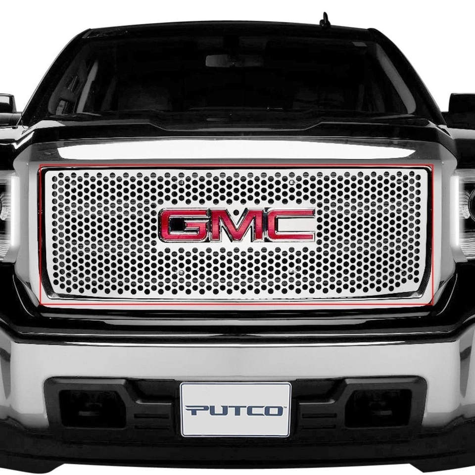 For GMC Sierra 2500 HD 15-19 1-Pc Polished Round Punch CNC Machined Main Grille - Image 1 of 4