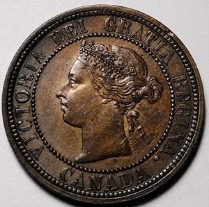  Canada 1 Large Cent 1882-H Copper Coin Queen Victoria C25-379 - Picture 1 of 6