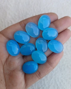 8 piezas cabujón ovalado calcedonia azul 12x16 mm piedras preciosas sueltas A1157 - Imagen 1 de 3
