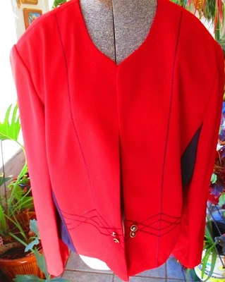 Blazer chaqueta de vestir roja y negra para dama bloque de color talla 12 Perceptions Foto 1 de 4