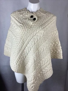 Carriagdonn Made in Ireland Chunky Cable Knit poncho 100% Wool One Size. - Picture 1 of 7