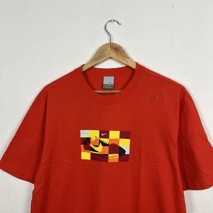 Nike Cortez T Shirt Vintage Rossa Uomo Y2K Large Made In Korea - Foto 1 di 4