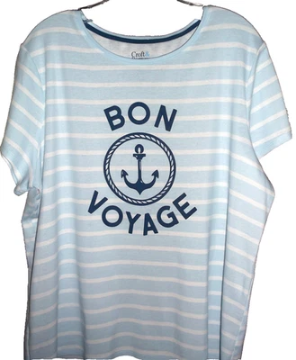 Camiseta clássica XXL manga curta 💎💥 croft & barrow 💥💎 BON VOYAGE nova sem etiquetas - Imagem 1 de 3