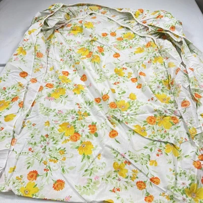 Sábana bajera vintage jcpenney doble naranja amarillo grandes flores florales y2k años 90 80 Foto 1 de 4
