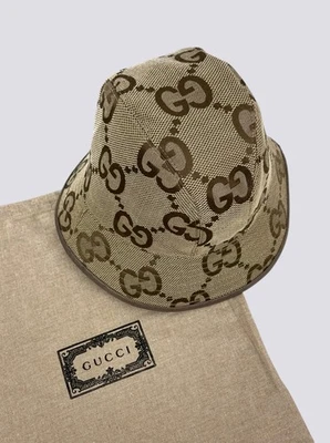 Gucci GG Monogram Jumbo Jacquard Canvas Bucket Hat Beige Size M - Image 1 of 4