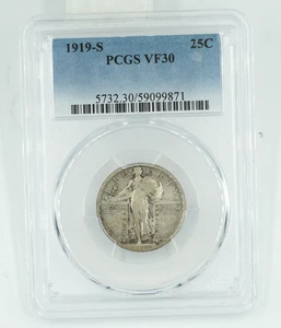 1919-S PCGS VF30 Standing Liberty Quarter - Picture 1 of 3