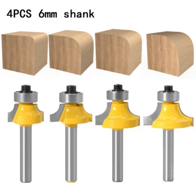 4PCS 1/4" Shank Round Over Beading Edging Router Bit Woodworking Milling Cutter - Image 1 of 4
