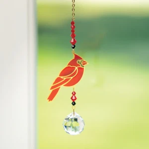 Sullivan Crystal Dreams Beaded Cardinal Suncatcher w Austrian Drop Crystal Gift - Picture 1 of 4