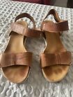 Tan Leather Sandals Easy Fastening Size 6
