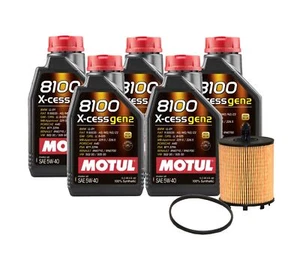 5L Motul 8100 X-CESS GEN2 5W-40 Wix Filter Motor Oil Change Kit API SN - Picture 1 of 1