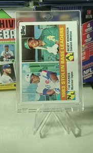 1984 Topps #134 1983 Stolen Base Leaders Rickey Henderson & Tim Raines