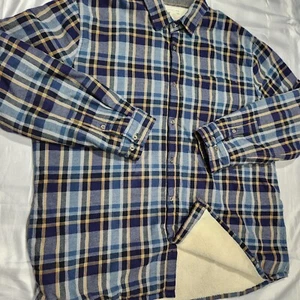 Carbon 2 Cobalt Shirt Jacket Men XL Sherpa Lined Flannel Gorpcore Heavyweight - Picture 1 of 10