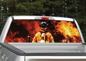 Firefighter Flames Fire Rear Window Decal Graphic for Truck SUV - Picture 1 of 3