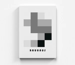 Quadro astratto su tela Bauhaus arte moderna quadro da parete incolore arte quadro - Foto 1 di 7