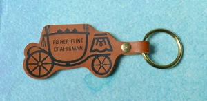 BODY by FISHER Brown Leather Keychain VINTAGE 80s Coach Carriage Flint Craftsman - Picture 1 of 2