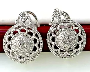 Diamond Round Detailed Stud Earrings in Sterling Silver (0.21 ctw.) - Picture 1 of 6