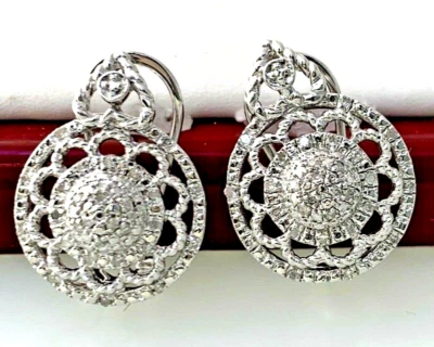 Sterling Silver Diamond Round Detailed Stud Earrings (0.21 ctw.) - Image 1 of 4