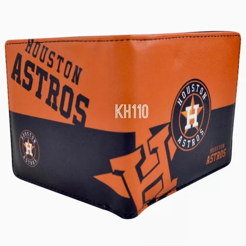 MLB Houston Astro Men's Printed Logo Leather Bifold Wallet Cover