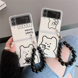 Joli étui téléphone ours de dessin animé pour Samsung Galaxy Z Flip 4 3 housse rigide bracelet - Photo 1 sur 20