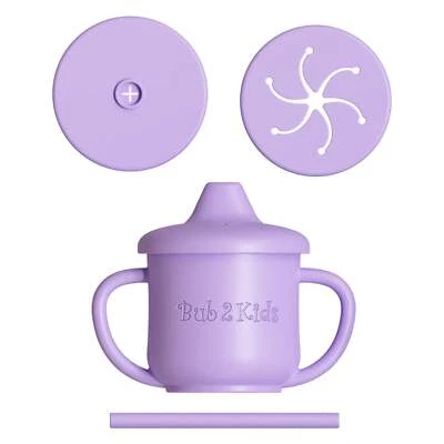 Silicone Sippy Cup, Snack Cup, and Straw Cup 3-in-1 Set - Purple Pop - image 1 of 3