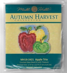 Apple Trio Autumn Harvest Collection Glass Bead Kit Mill Hill Cross Stitch - Picture 1 of 2