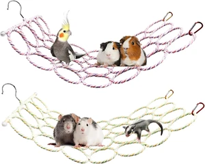 2 Pack Hanging Rat Rope Net, Bird Swing Toy, Parrot Climbing Ladder Bridge for S - Picture 1 of 12