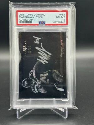 2015 Topps Diamond Autographs Marshawn Lynch AUTO 08/10 Seahawks NM MT 8 - Image 1 of 3