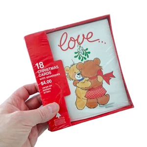 Box Of 18 Vintage Christmas Cards w/ Envelopes LOVE Mistletoe Manhattan Greeting - Picture 1 of 9