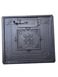 Antigua placa de horno de hierro fundido con puerta puerta puerta de horno horno de fundición Gründerzeit martillo de flecha - Imagen 1 de 4