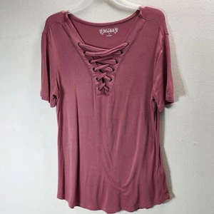 Mudd Stretch Short Sleeve V-Neck Tunic Shirt Junior's Size Small - Picture 1 of 8