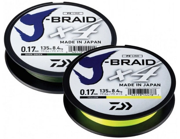 DAIWA TRECCIATO  4 CAPI J - BRAID  X4  GAMMA COMPLETA COLORE YELLOW E DARK GREEN - Immagine 1 di 1